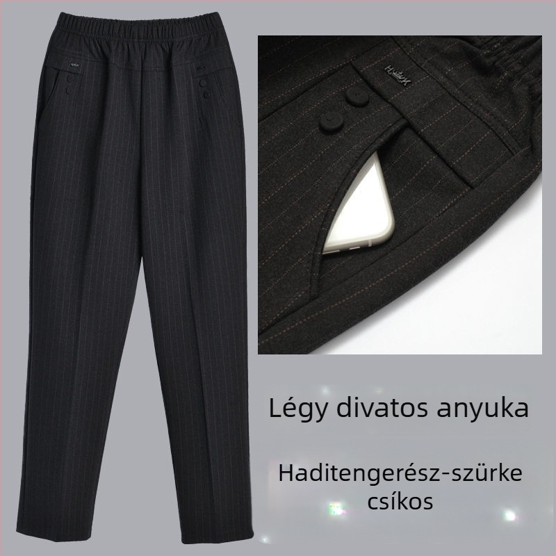 Női egyenes szabású hosszú nadrág patchwork stílussal, mindennapi viselet, tavasz 2024