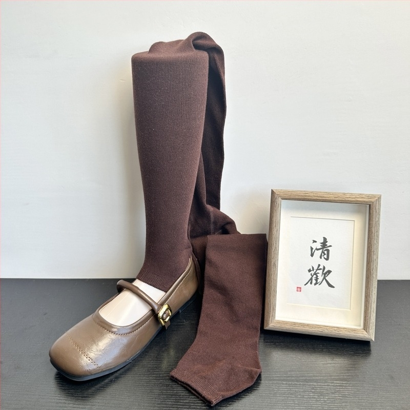 Japán-stílusú nyitott lábujjú harisnyanadrág leggings, egyszínű, közepes vastagság