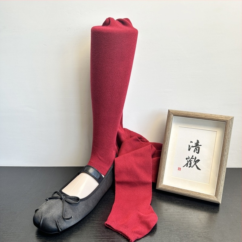 Japán-stílusú nyitott lábujjú harisnyanadrág leggings, egyszínű, közepes vastagság