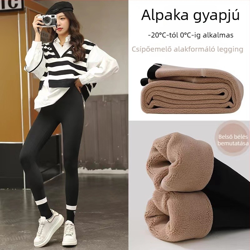 Női nylon leggings fleece béléssel, meleg, vastagított,Magas rugalmasságú