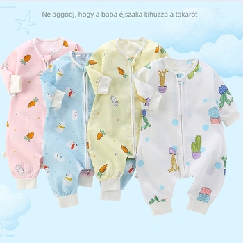 Baba alvózsák, vékony, kétszeres pamut géz anyag, mintás, nylon cipzár, A osztályú biztonság