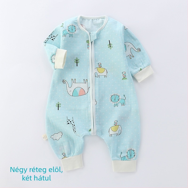 Baba alvózsák, vékony, kétszeres pamut géz anyag, mintás, nylon cipzár, A osztályú biztonság