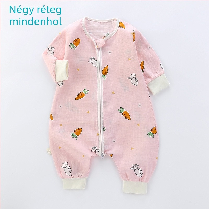 Baba alvózsák, vékony, kétszeres pamut géz anyag, mintás, nylon cipzár, A osztályú biztonság