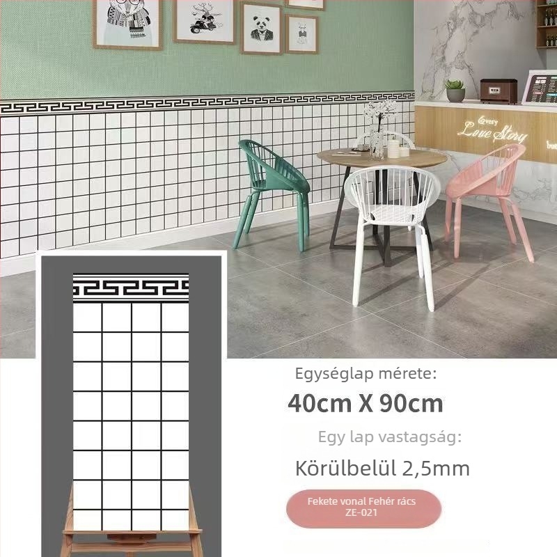 XPE habból készült falikép matrica, vízálló, négyzetes mintázat, 1 darab, nappalira, modern minimalista stílus.