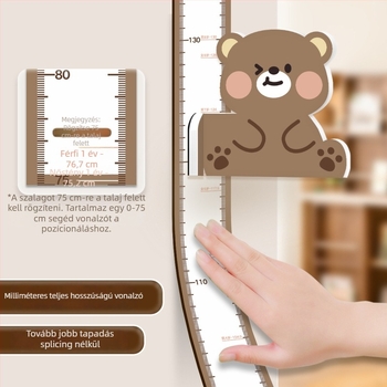 Gyermekek magasságmérő falikép – 3D Cartoon dizájn, PVC, vízálló, aranyos állatmintával, 1 darab