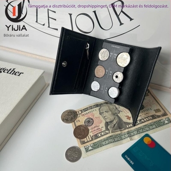 PU bőrrel készült rövid pénztárca érmeklippel, háromrészes Saffiano dizájn, kompakt többfunkciós pénztárca, nyár 2023