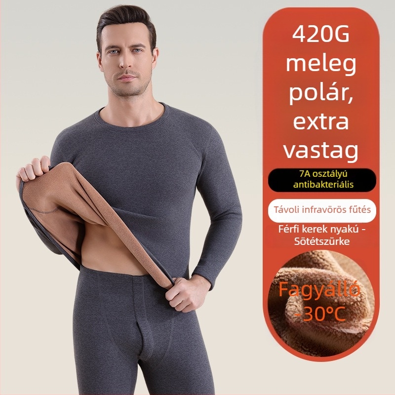 Pár számára készült vastag báránygyapjú termoszett, 420 g, 7A antibakteriális, őszi-téli