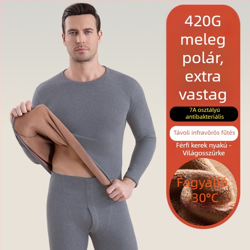 Pár számára készült vastag báránygyapjú termoszett, 420 g, 7A antibakteriális, őszi-téli