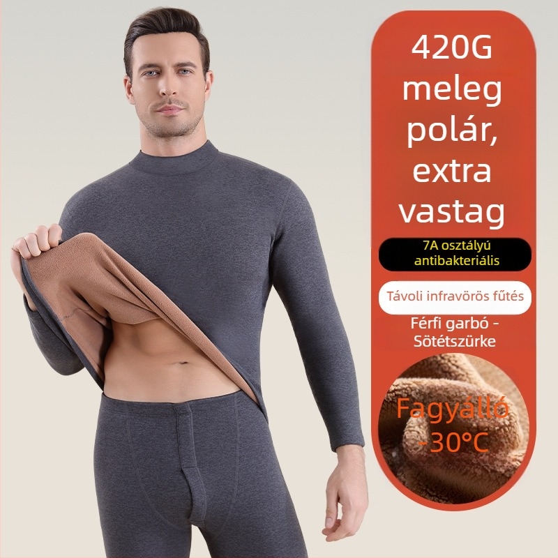 Pár számára készült vastag báránygyapjú termoszett, 420 g, 7A antibakteriális, őszi-téli