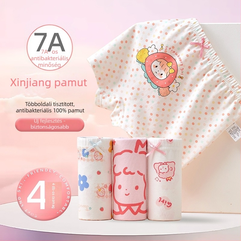 95% pamutból készült lány boksernadrágok, nyári vékony modell, 3–8 éves gyerekeknek (100–140 cm) és idősebbek 140 cm felett.