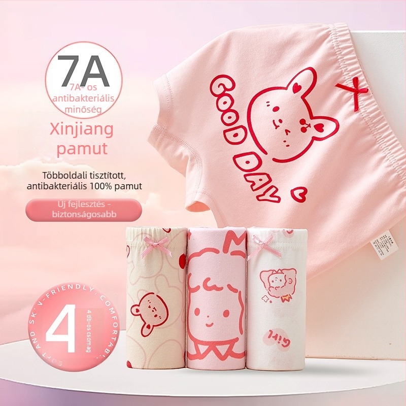 95% pamutból készült lány boksernadrágok, nyári vékony modell, 3–8 éves gyerekeknek (100–140 cm) és idősebbek 140 cm felett.