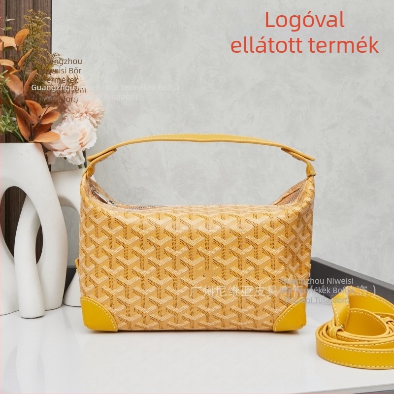 Valódi bőr kozmetikai neszesszer utazáshoz, betűs mintával, vászon béléssel, keresztezett váll-kialakítás, uniszex