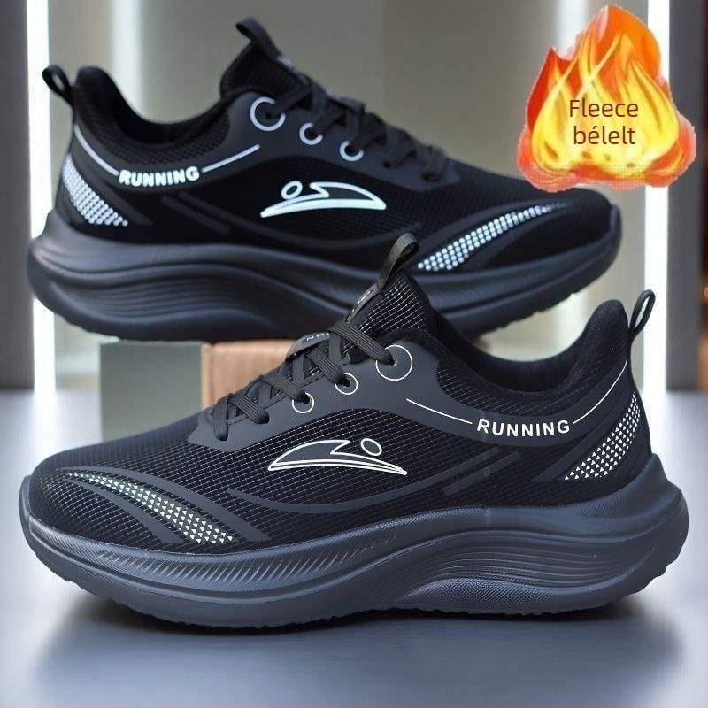 Férfi téli PU bőrből készült vízálló sportcipő, plüss belsővel