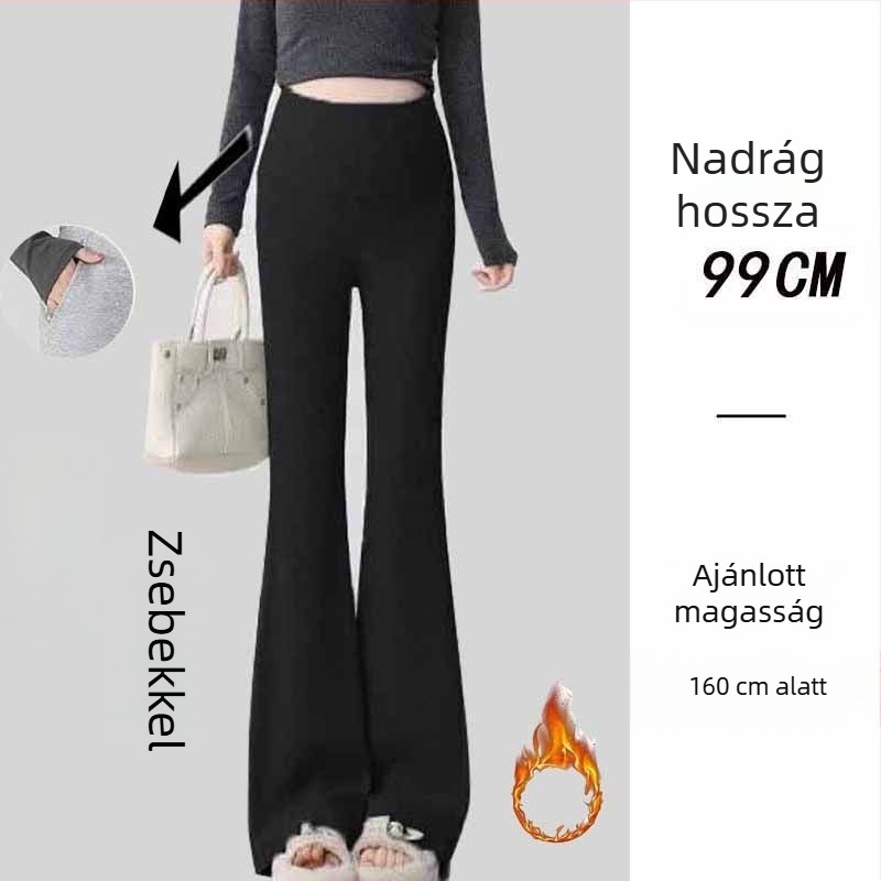 Kismama nadrág koreai stílusban, magas derék, mikro-elasztikus, Bell-Bottom szabás, poliészter-viszkóz keverékanyag