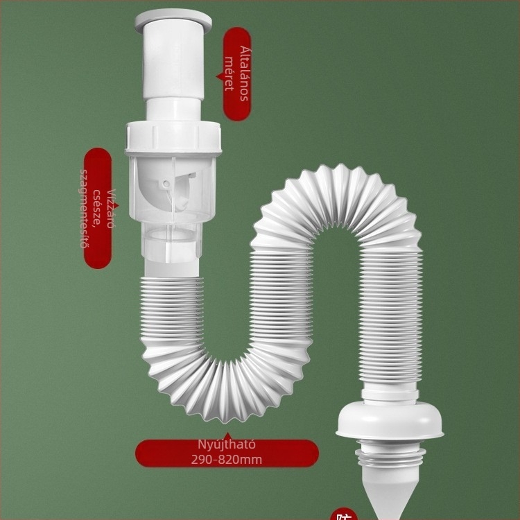 Szagellenes mosdókagyló lefolyó rendszer – PVC, modell WD-XS171-20, névleges nyomás 1, üzemhőmérséklet 60°C, közvetlen telepítés