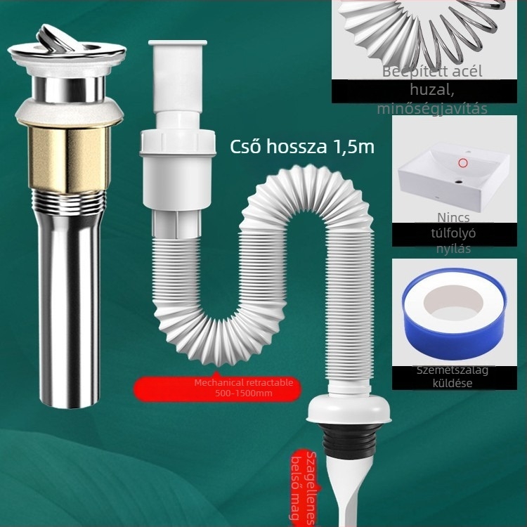 Szagellenes mosdókagyló lefolyó rendszer – PVC, modell WD-XS171-20, névleges nyomás 1, üzemhőmérséklet 60°C, közvetlen telepítés
