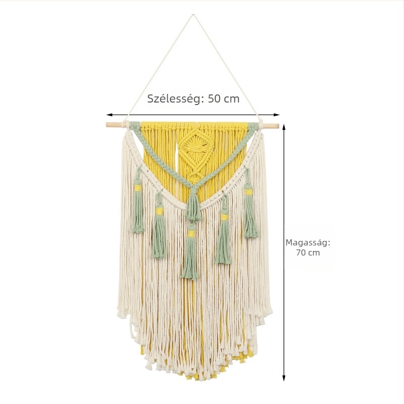 Bohemiai pamut gobelin falidísz, kézzel szőtt, négyzet alakú, csíkos minta