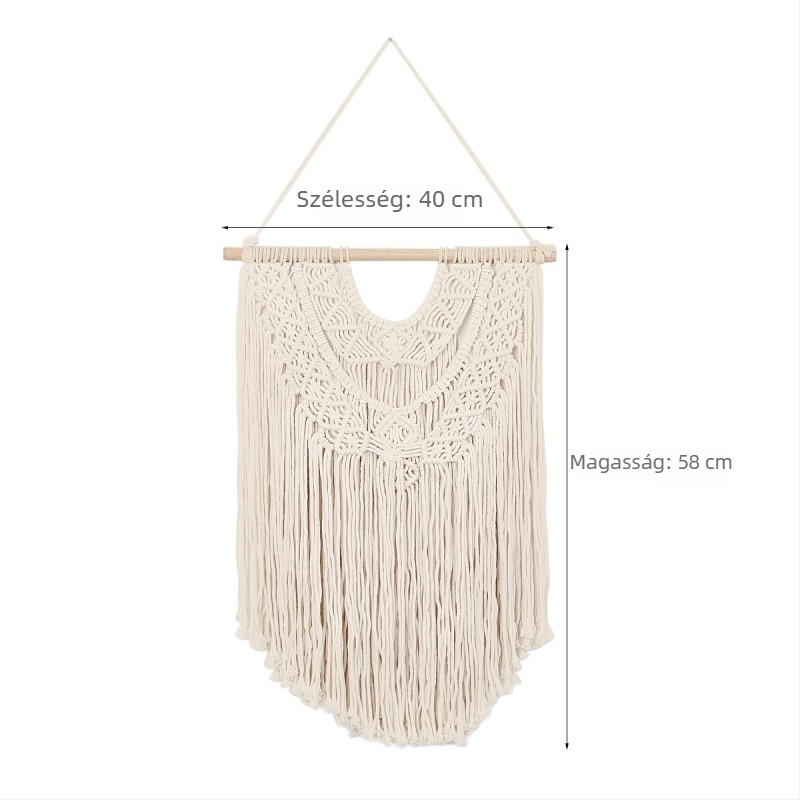 Bohemiai pamut gobelin falidísz, kézzel szőtt, négyzet alakú, csíkos minta