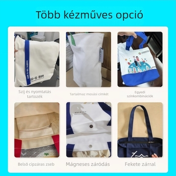 Canvas táska logónyomtatással – váll táska, környezetbarát 12A poliészter-pamut anyag, logó nyomtatás, nyomtatási eljárások: digitális nyomtatás, szitanyomás, hőtranszfer, sublimáció, eredet: Wenzhou, Zhejiang