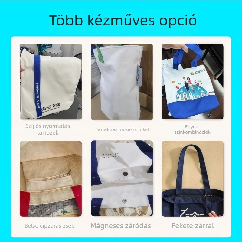 Canvas táska logónyomtatással – váll táska, környezetbarát 12A poliészter-pamut anyag, logó nyomtatás, nyomtatási eljárások: digitális nyomtatás, szitanyomás, hőtranszfer, sublimáció, eredet: Wenzhou, Zhejiang