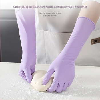 Egyszer használatos mosogatós kesztyűk - latex, szabványos vastagság, hossz 28 cm, márka Qiaofeng