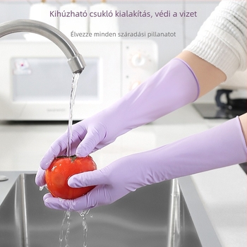 Egyszer használatos mosogatós kesztyűk - latex, szabványos vastagság, hossz 28 cm, márka Qiaofeng