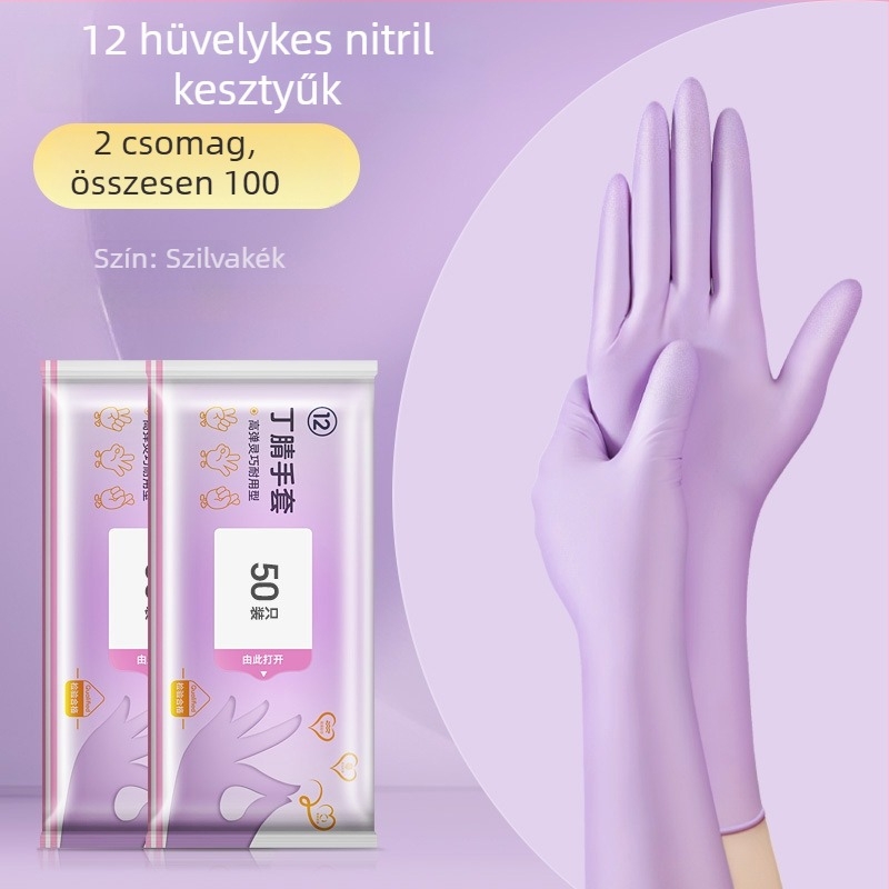 Egyszer használatos mosogatós kesztyűk - latex, szabványos vastagság, hossz 28 cm, márka Qiaofeng