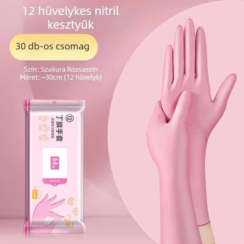 Egyszer használatos mosogatós kesztyűk - latex, szabványos vastagság, hossz 28 cm, márka Qiaofeng