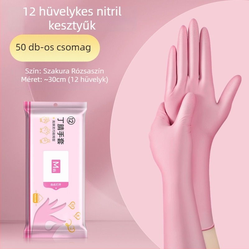 Egyszer használatos mosogatós kesztyűk - latex, szabványos vastagság, hossz 28 cm, márka Qiaofeng