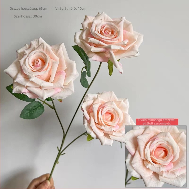 3-fejű selyem rózsa virágrendezés esküvőre és otthoni dekorációhoz