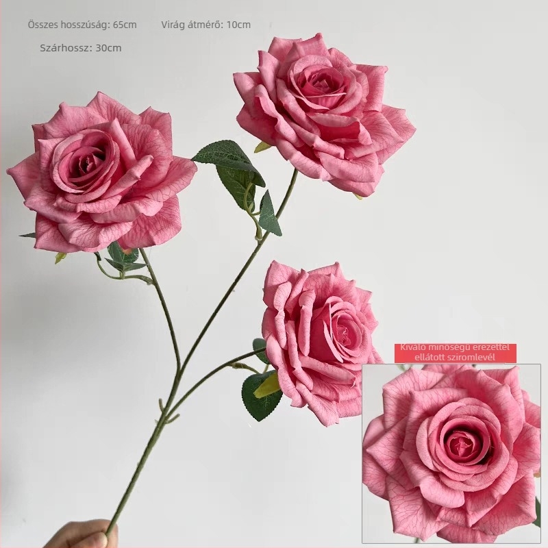 3-fejű selyem rózsa virágrendezés esküvőre és otthoni dekorációhoz