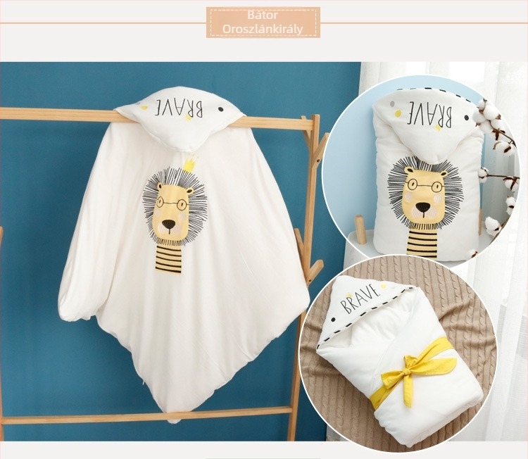 Újszülött swaddle takaró, vastag pamutból, őszi–téli időszakra, rajzfilm mintával