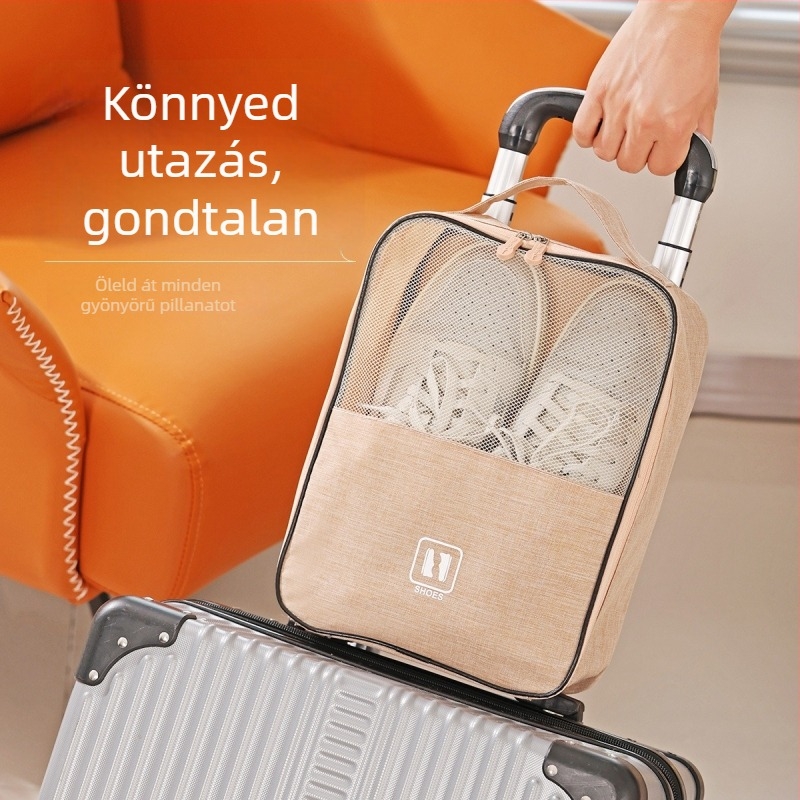 LXXB-B Utazó Cipőtasak, kocka alakú, kationikus szövet, többfunkciós cipő organizer, modern minimalista dizájn