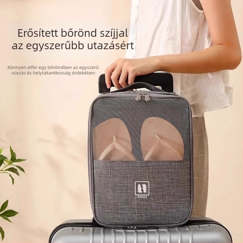 LXXB-B Utazó Cipőtasak, kocka alakú, kationikus szövet, többfunkciós cipő organizer, modern minimalista dizájn