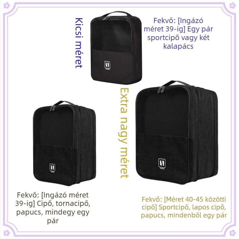 LXXB-B Utazó Cipőtasak, kocka alakú, kationikus szövet, többfunkciós cipő organizer, modern minimalista dizájn