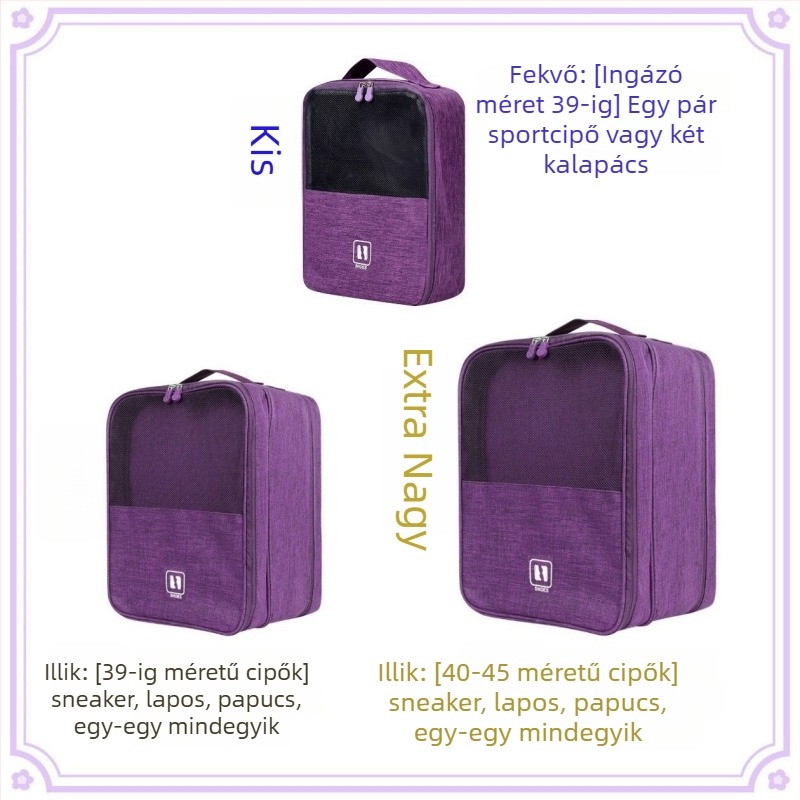 LXXB-B Utazó Cipőtasak, kocka alakú, kationikus szövet, többfunkciós cipő organizer, modern minimalista dizájn