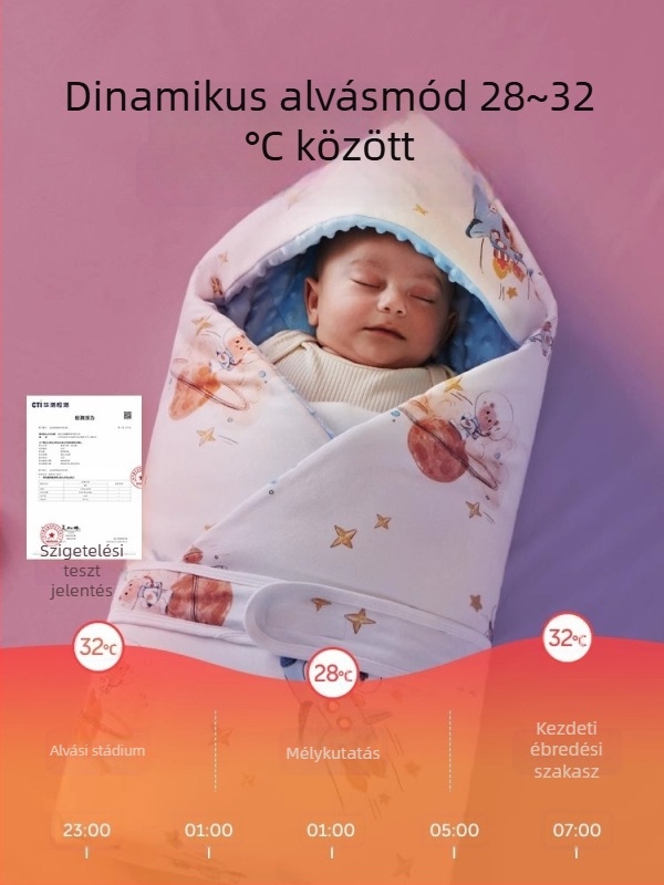 Újszülött swaddle takaró, pamut anyag, Space Cotton töltet, Biztonsági osztály A, 2025 őszi-téli szezon, JOYNCLEON