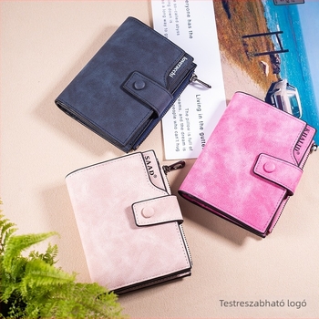 PU bőr női pénztárca, rövid fazonú cipzárral, nagy kapacitás, több kártyatartó rekesz, városi letisztult stílus