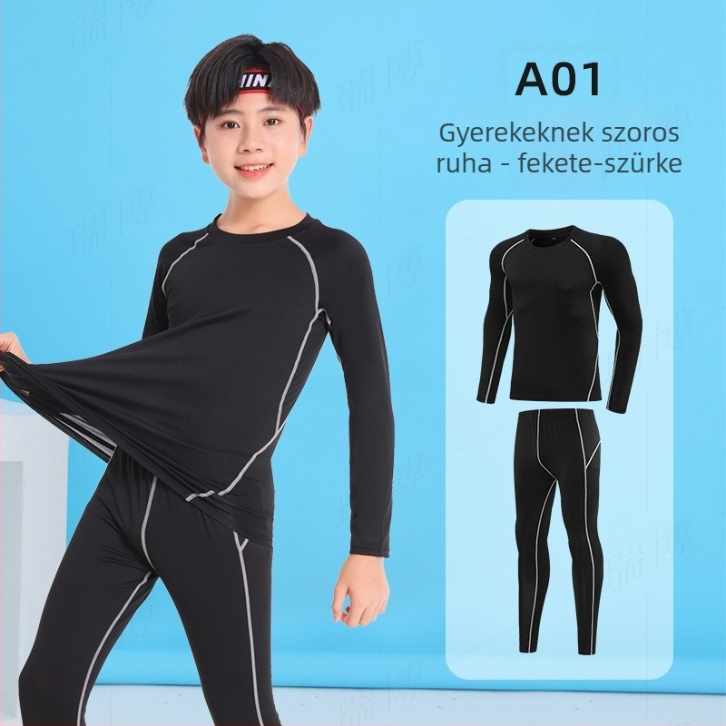 Fiataloknak szoros szabású hosszú ujjú alapszintű felső, gyorsan száradó anyag, 93% poliészter / 7% spandex, egyszínű dizájn, derékhossz, uniszex