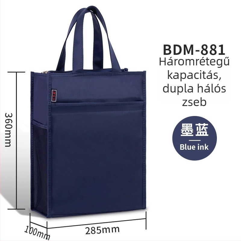 Beiduome Oxford anyagú dokumentumtáska cipzárral, kétszintes konferencia kistáska, Paper Brick stílus