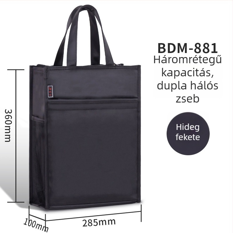 Beiduome Oxford anyagú dokumentumtáska cipzárral, kétszintes konferencia kistáska, Paper Brick stílus