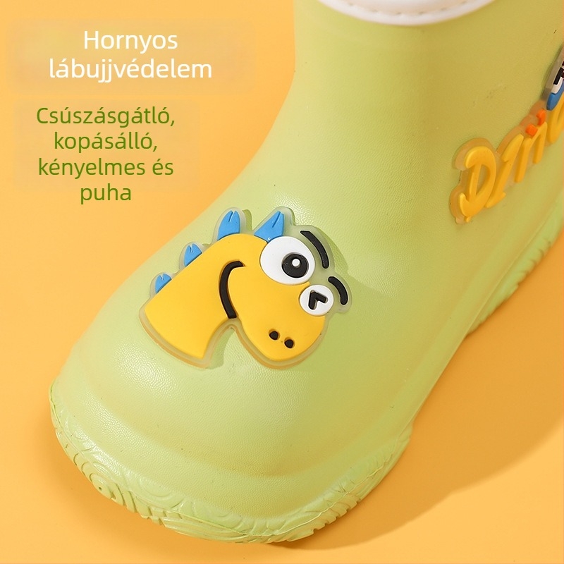 Rajzolt gyerek esőcsizmák, EVA felső rész, uniszex, alacsony cső, sík talp, vízálló