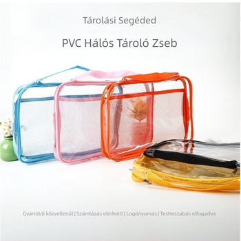 PVC sminkes táska cipzárral, JD927-es modell, kézitáska-stílusú, többfunkciós