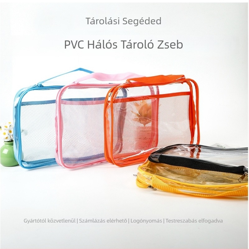 PVC sminkes táska cipzárral, JD927-es modell, kézitáska-stílusú, többfunkciós