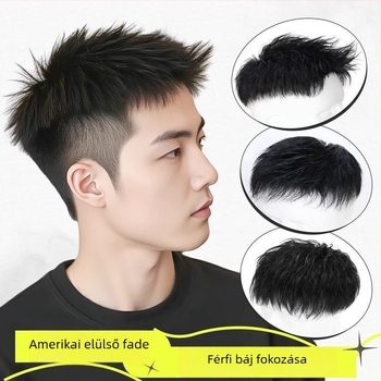 Férfi paróka valódi hajból – Amerikai stílusú elülső hajrész, rövid hossz, természetes megjelenés, mechanikus kivitel