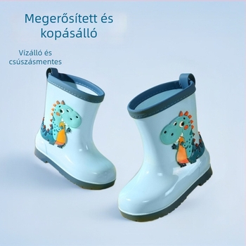 Gyerek esőcsizmák – karikatúra mintázat, PVC, alacsony sarka 1–3 cm, középső csőmagasság, minden szezonra, uniszex