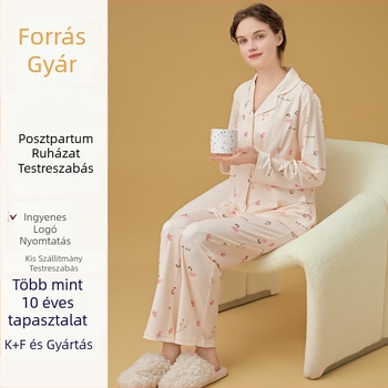 Cardigan-stílusú szoptatós és anyasági pizsama készlet, Milk Silk, 100% poliészter, hosszú ujjú, nadrág, tavasz–ősz