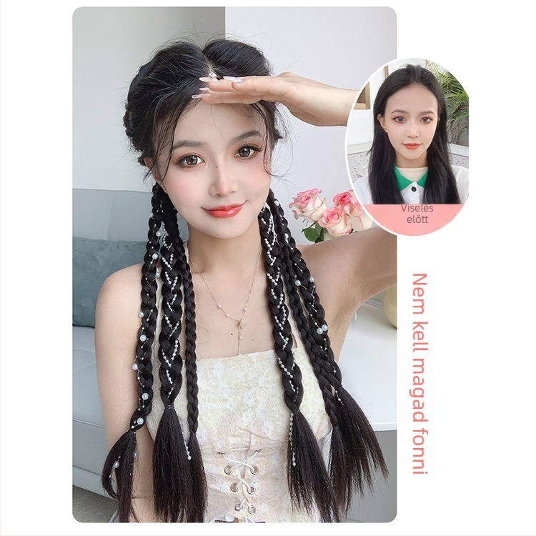 Boxing Braids póthaj paróka duplán gyöngyökkel — hajcsomó, hőálló huzal, forró festéshez nem alkalmas, nőknek