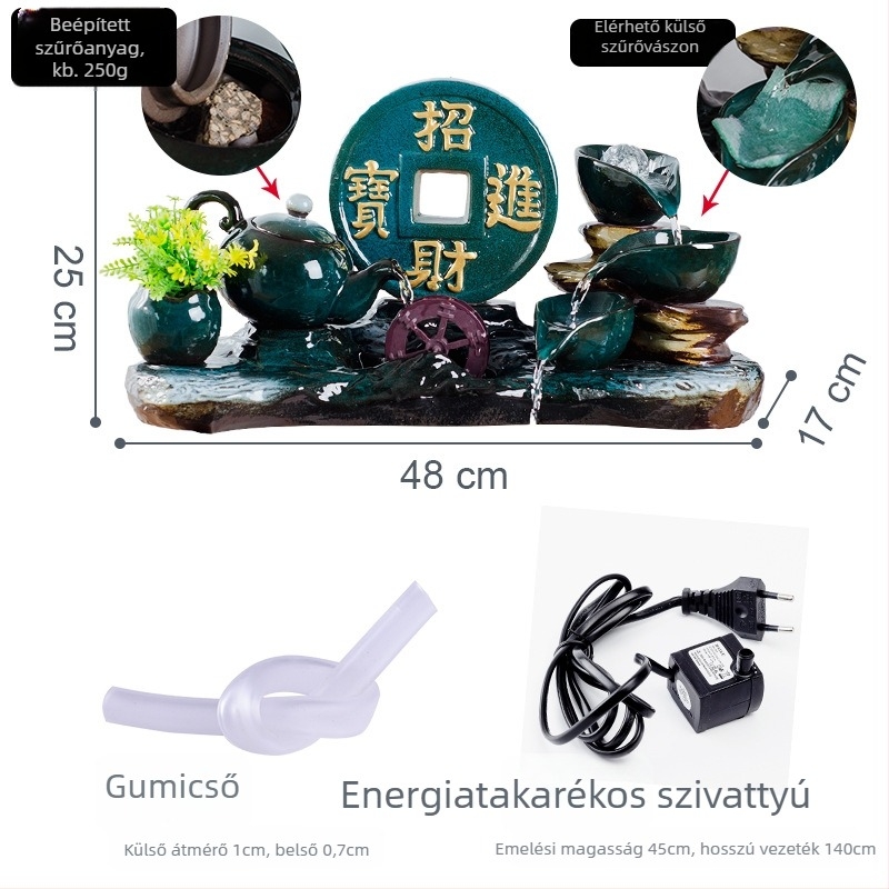 Kerámiából készült asztali vízesés dísz akváriumhoz — glazúros felület, színes máz, testreszabás elérhető, új kínai stílus