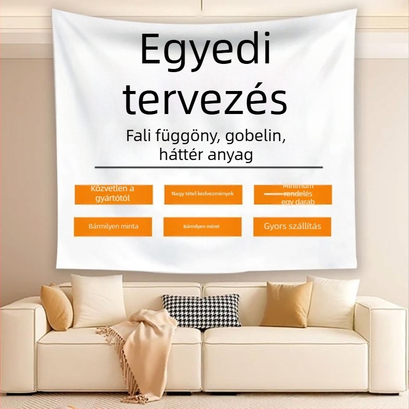 Fali gobelin – 100% poliészter, digitális hőtranszfer nyomtatás, modern minimalista stílus, téglalap alakú, rajzfilm/anime minta, testre szabható